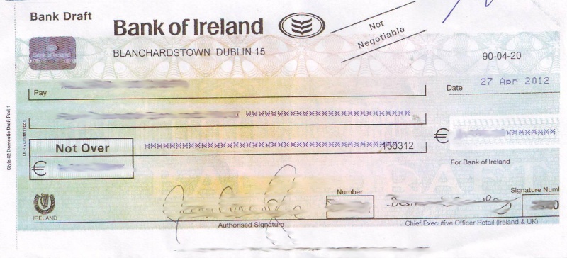 How to write a check bank of ireland